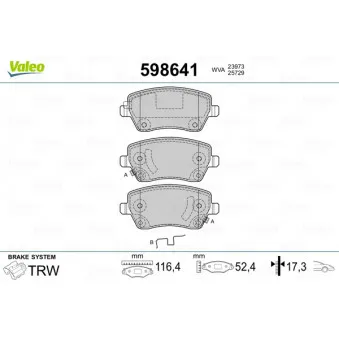 Jeu de 4 plaquettes de frein avant VALEO 598641
