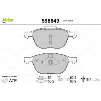 Jeu de 4 plaquettes de frein avant VALEO 598649