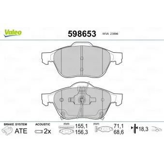 Jeu de 4 plaquettes de frein avant VALEO 598653