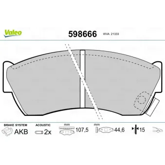 Jeu de 4 plaquettes de frein avant VALEO 598666