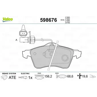 Jeu de 4 plaquettes de frein avant VALEO 598676