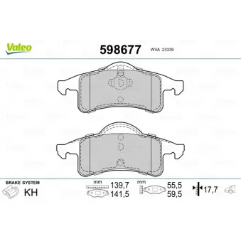Jeu de 4 plaquettes de frein arrière VALEO 598677