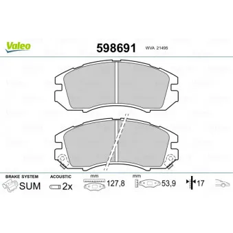 Jeu de 4 plaquettes de frein avant VALEO 598691