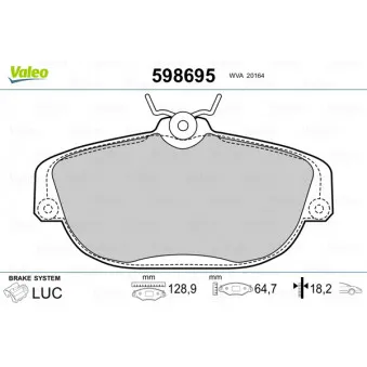 Jeu de 4 plaquettes de frein avant VALEO 598695