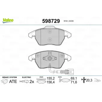 Jeu de 4 plaquettes de frein avant VALEO 598729