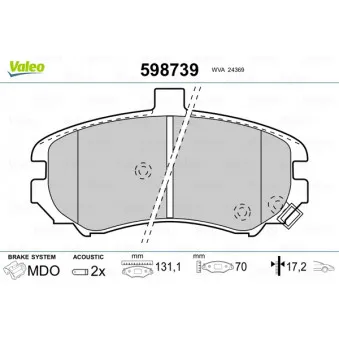 Jeu de 4 plaquettes de frein avant VALEO 598739