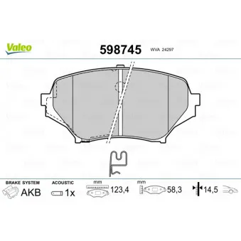 Jeu de 4 plaquettes de frein avant VALEO 598745
