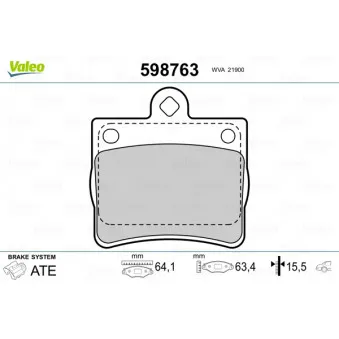 Jeu de 4 plaquettes de frein arrière VALEO 598763