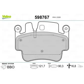 Jeu de 4 plaquettes de frein avant VALEO 598767
