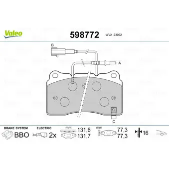 Jeu de 4 plaquettes de frein avant VALEO 598772