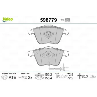 Jeu de 4 plaquettes de frein avant VALEO 598779