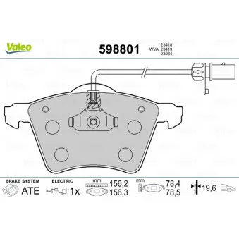 Jeu de 4 plaquettes de frein avant VALEO 598801