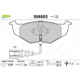 Jeu de 4 plaquettes de frein avant VALEO 598805