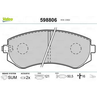Jeu de 4 plaquettes de frein avant VALEO 598806