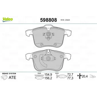 Jeu de 4 plaquettes de frein avant VALEO 598808