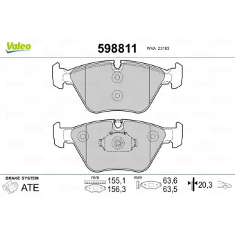 Jeu de 4 plaquettes de frein avant VALEO 598811