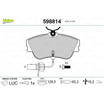 Jeu de 4 plaquettes de frein avant VALEO 598814