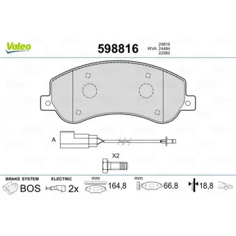 Jeu de 4 plaquettes de frein avant VALEO 598816