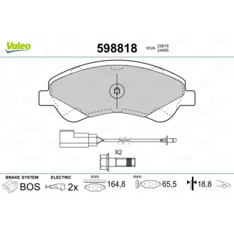 Jeu de 4 plaquettes de frein avant VALEO 598818