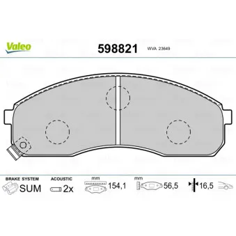 Jeu de 4 plaquettes de frein avant VALEO 598821