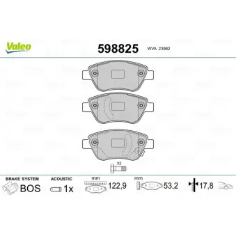 Jeu de 4 plaquettes de frein avant VALEO 598825