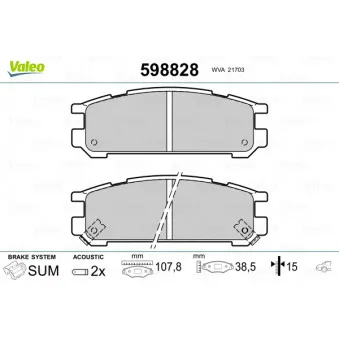 Jeu de 4 plaquettes de frein arrière VALEO 598828