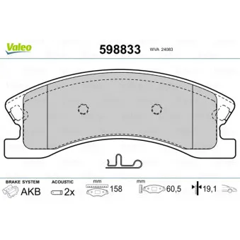 Jeu de 4 plaquettes de frein avant VALEO 598833