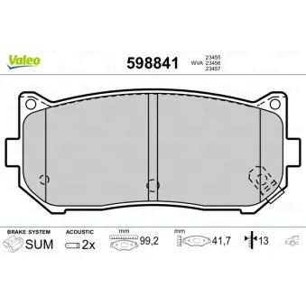 Jeu de 4 plaquettes de frein arrière VALEO 598841