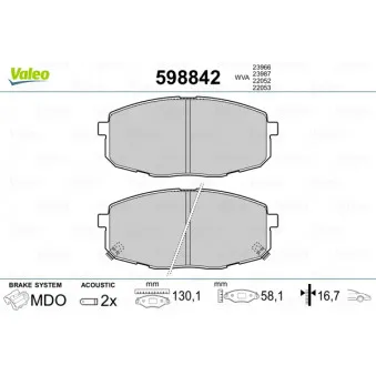 Jeu de 4 plaquettes de frein avant VALEO 598842