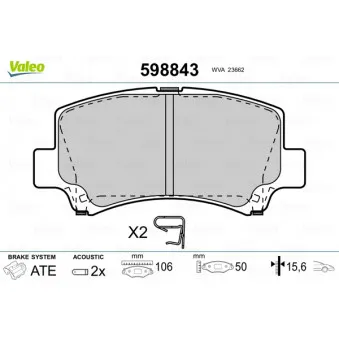 Jeu de 4 plaquettes de frein avant VALEO 598843