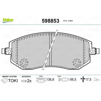 Jeu de 4 plaquettes de frein avant VALEO 598853