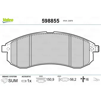 Jeu de 4 plaquettes de frein avant VALEO 598855