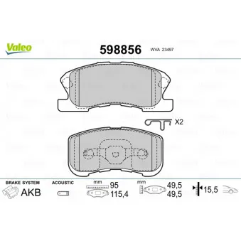 Jeu de 4 plaquettes de frein avant VALEO 598856