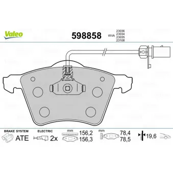 Jeu de 4 plaquettes de frein avant VALEO 598858