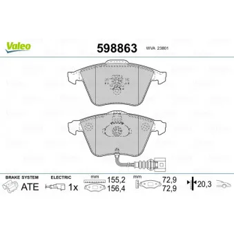 Jeu de 4 plaquettes de frein avant VALEO 598863
