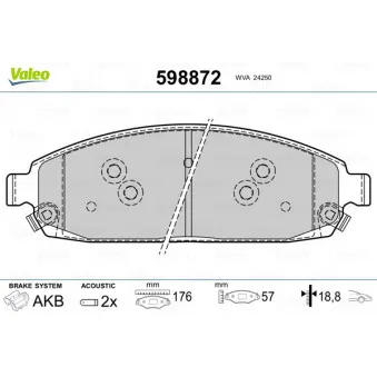 Jeu de 4 plaquettes de frein avant VALEO 598872