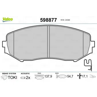 Jeu de 4 plaquettes de frein avant VALEO 598877