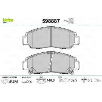 Jeu de 4 plaquettes de frein avant VALEO 598887