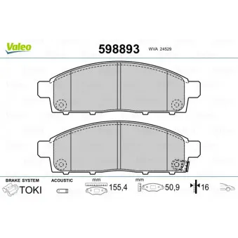 Jeu de 4 plaquettes de frein avant VALEO 598893