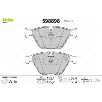 Jeu de 4 plaquettes de frein avant VALEO 598898