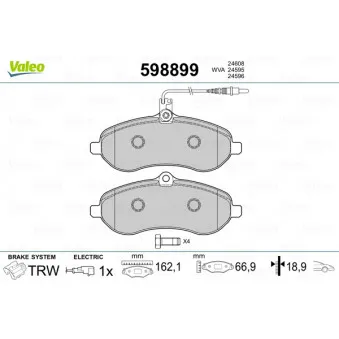 Jeu de 4 plaquettes de frein avant VALEO 598899
