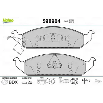 Jeu de 4 plaquettes de frein avant VALEO 598904