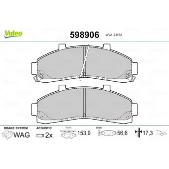 Jeu de 4 plaquettes de frein avant VALEO 598906