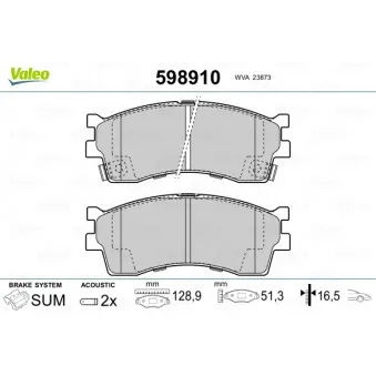 Jeu de 4 plaquettes de frein avant VALEO 598910