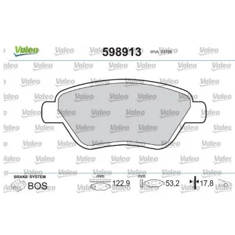 Jeu de 4 plaquettes de frein avant VALEO 598913