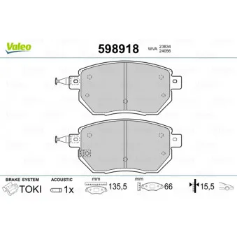 Jeu de 4 plaquettes de frein avant VALEO 598918