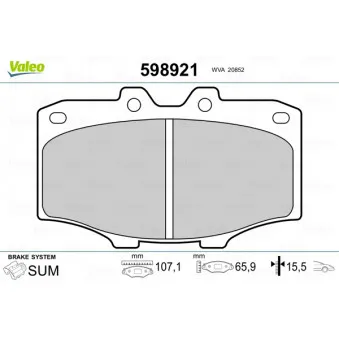 Jeu de 4 plaquettes de frein avant VALEO 598921