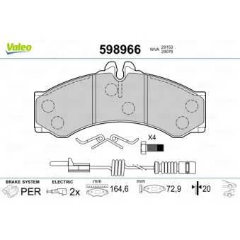 Jeu de 4 plaquettes de frein arrière VALEO 598966