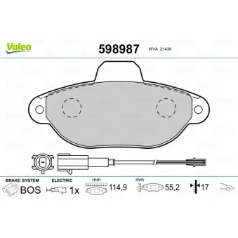 Jeu de 4 plaquettes de frein avant VALEO 598987