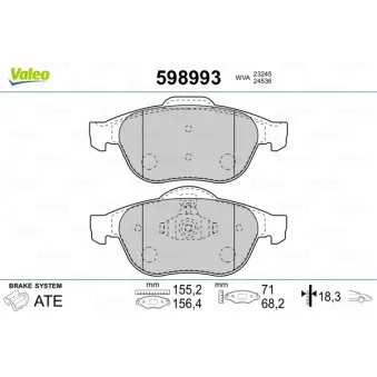 Jeu de 4 plaquettes de frein avant VALEO 598993